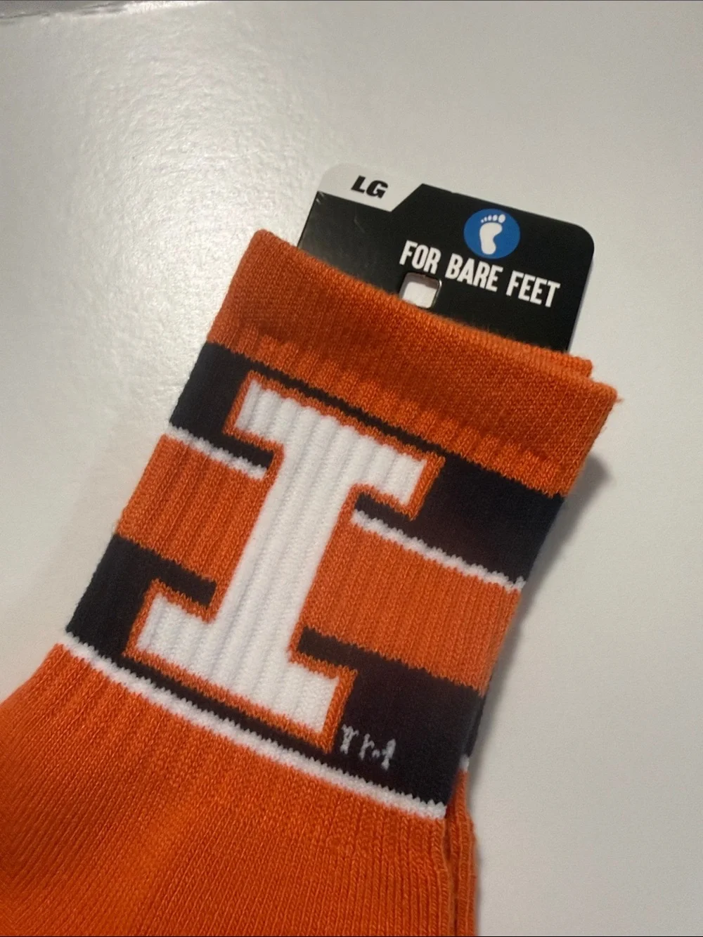 For Bare Feet Orange & Navy Illinois Crew Socks